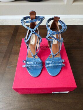 Valentino Garavani Women's Leather Strappy Two Tones High Heels Open Toe Shoes